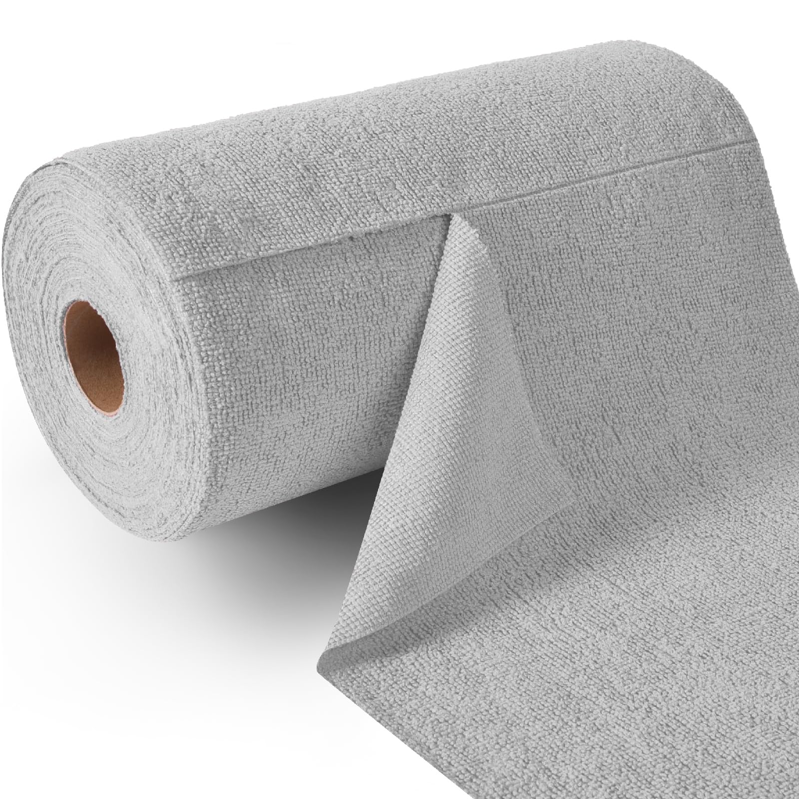Fantasticlean Tear-Away Paperless Paper Towels Roll, Microfiber Towels, 50 Pack, 12'' x 12'', Ultra Absorbent, Scratch Free, Reuseable Washable Cloth for Home Kitchen and Car Cleaning (Gray)