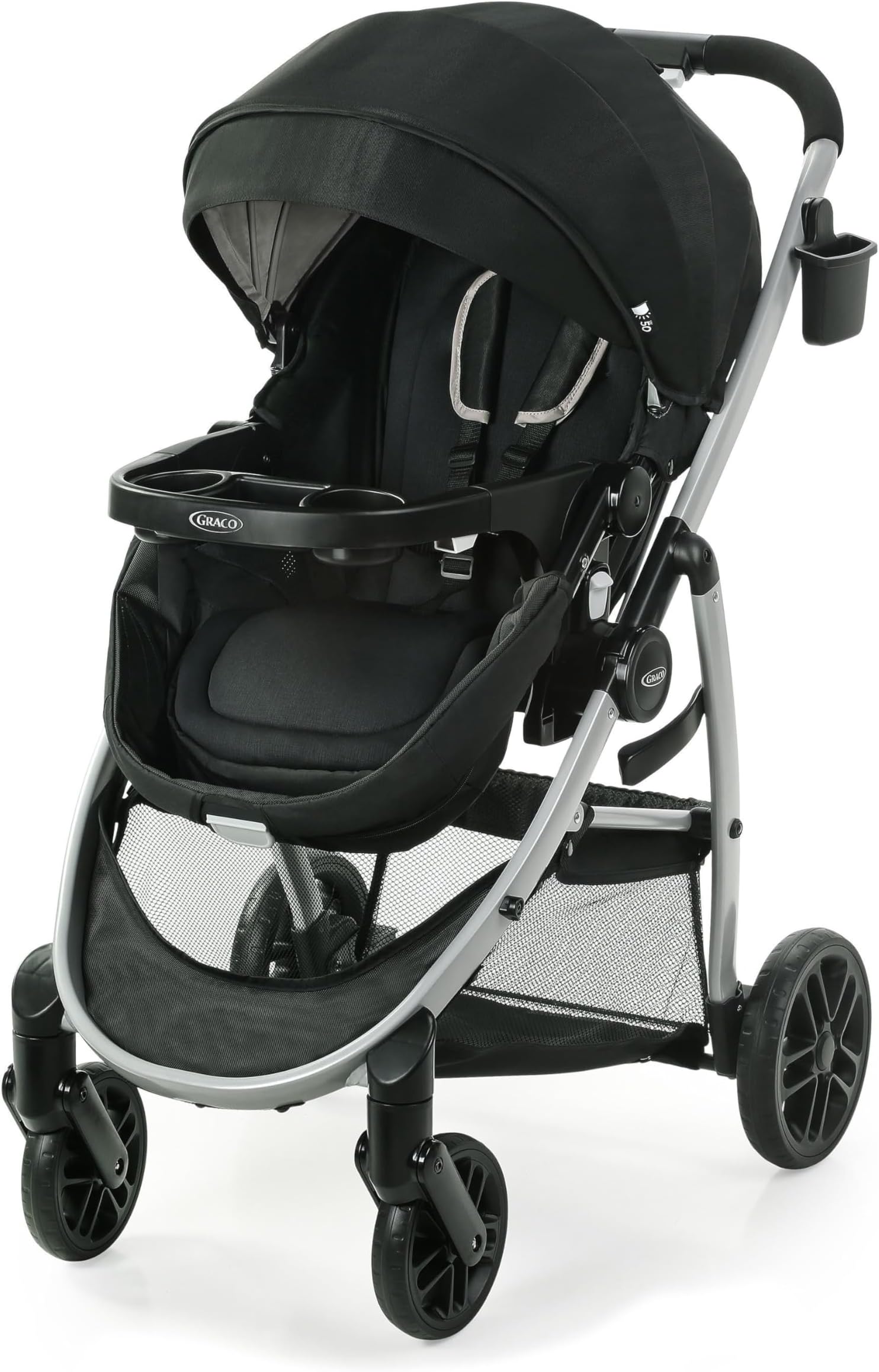 Graco® Modes Pramette Stroller, 3-in-1 Baby Stroller, 3 Modes from Infant Car Seat Carrier, Infant Pramette, to Toddler Stroller, Reversible Seat, One Hand Fold, Extra Storage, Child Tray, Pierce