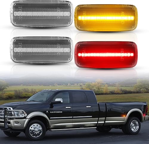 POPMOTORZ Juego de 4 luces LED de marcador lateral para guardabarros, para la parte trasera de la cama, compatible con Dodge RAM 1500 2500 3500