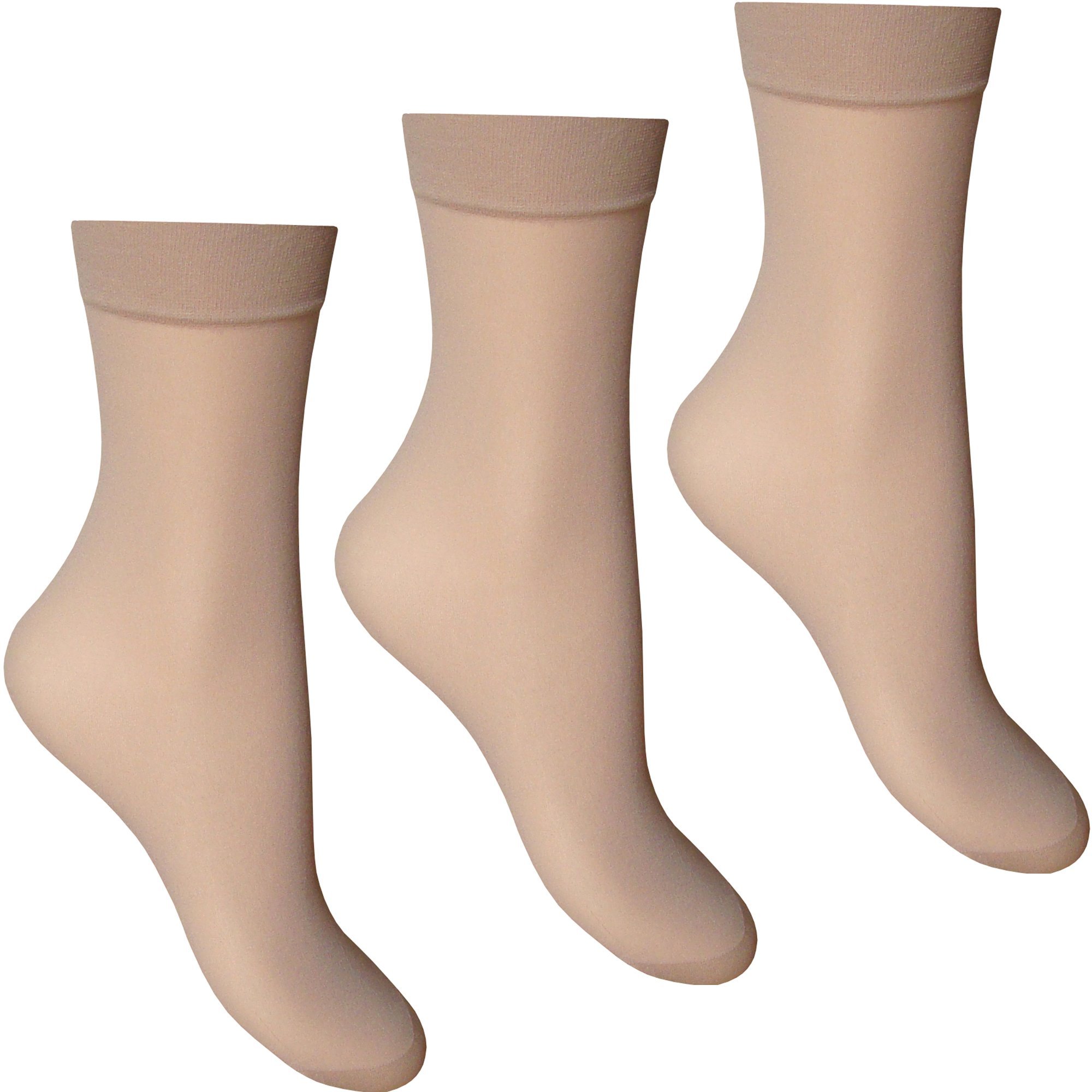 Joanna Grey Women's Brown Mink Joanna Gray & Girls Comfort Top 15 Denier Anklet Socks (3 Pair Multi Pack) (Mink)