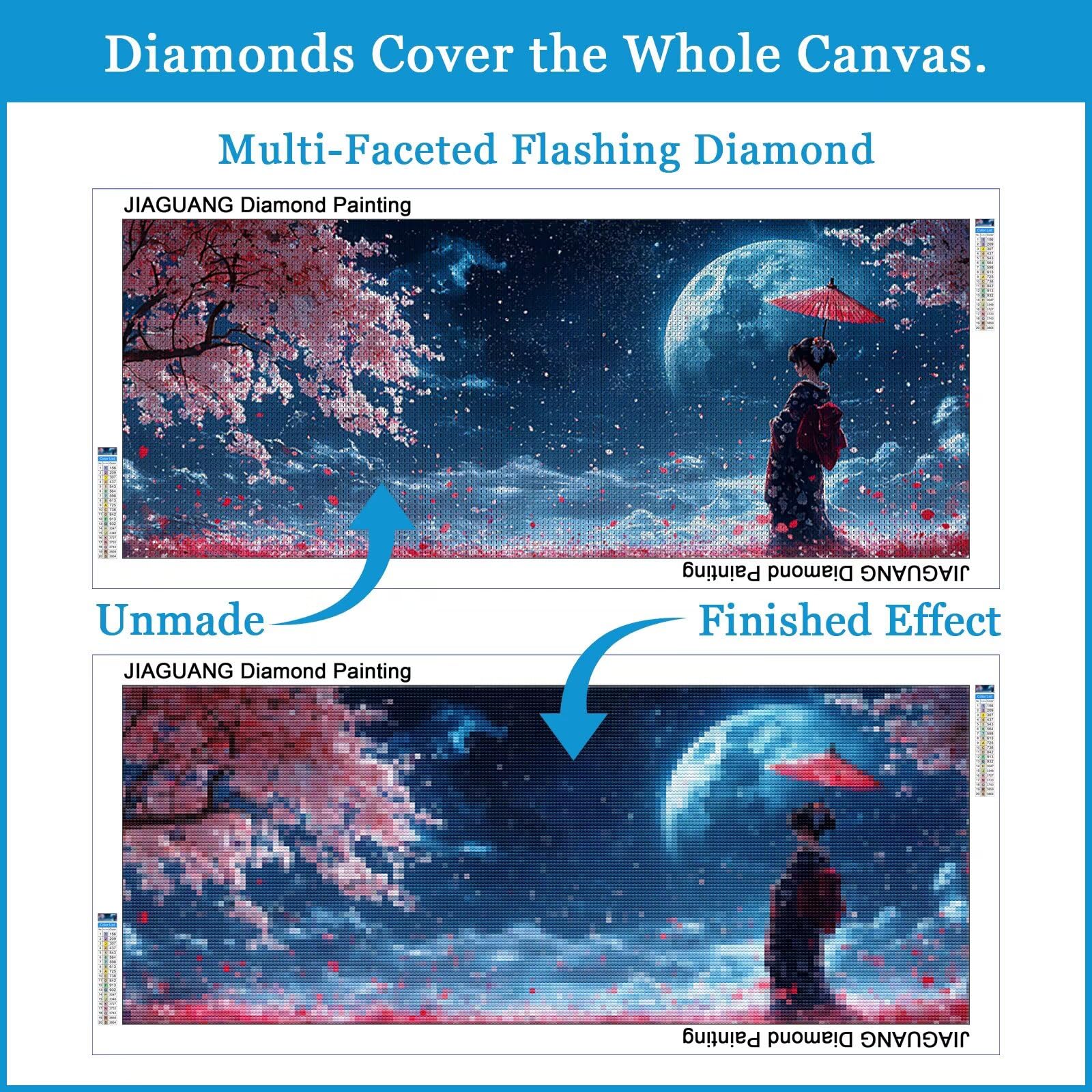 Diamond Painting Adulte Japon Peinture Diamant Adulte 130x50 cm, 5D DIY Diamond Painting Kit Complet Femmes, Broderie Diamant Cristal Point de Croix Kit pour Débutants, Décoration Murale Maison, -2056