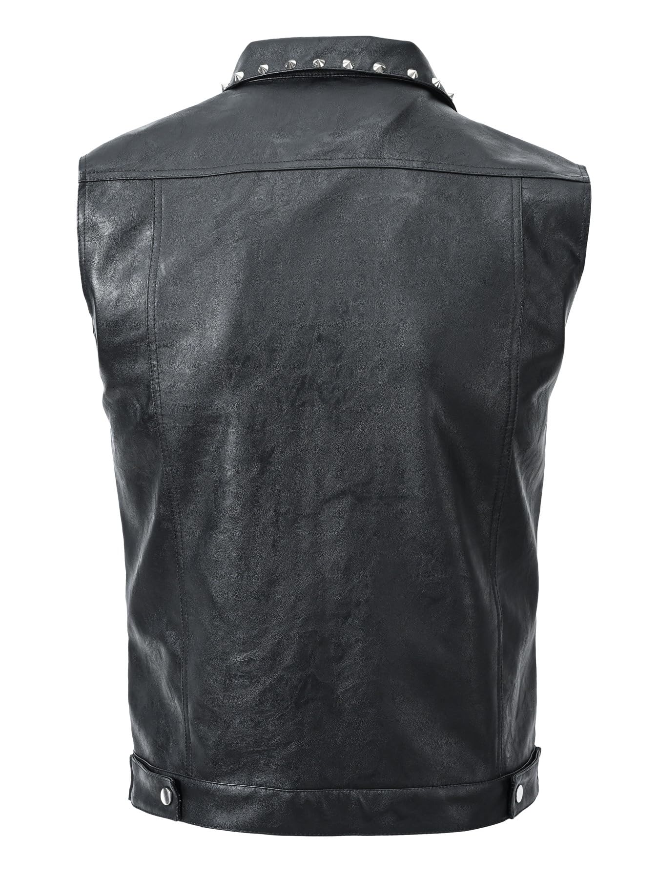 Idopy Gilet da uomo in finta pelle con borchie punk gilet senza maniche con rivetti nero L, Nero , L