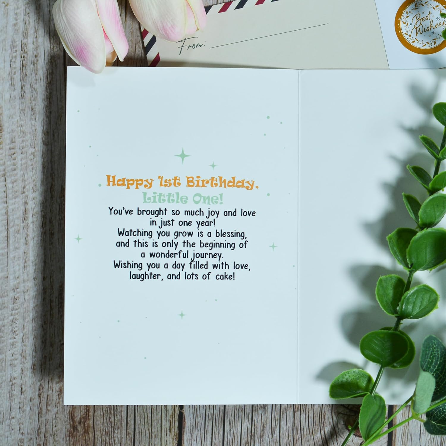 1st Birthday Card Boy, First Birthday Card Boy with Seal and Envelope, Grandson 1st Birthdays Cards - Image 4