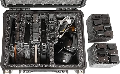 Miniatura 3 de Case Club 3 pistolas y accesorios y hasta 23 cargadores precortados estuche impermeable con gel de sílice para ayudar a prevenir el óxido de la