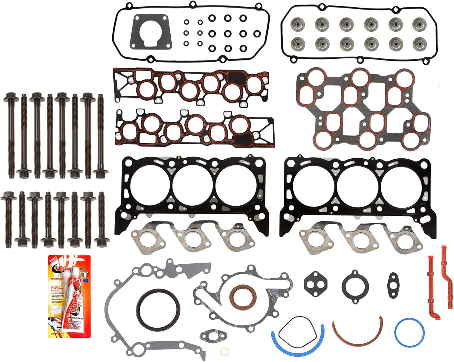 Compatible With 01-04 Ford Mustang 3.8 &3.9 OHV 12V VIN 4, 6 Full Gasket Set Head Bolts