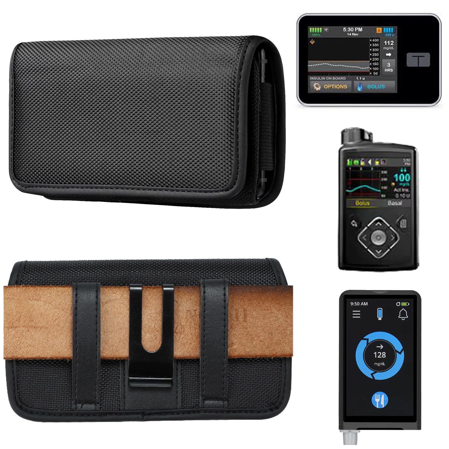 Custodia con cintura per pompa di insulina, custodia in nylon con clip per cintura, compatibile con Tandem T: Slim X2, Medtronic MiniMed 780G, 770G, 670G, 630G, 640G, iLet Bionic Pancreas, pompa