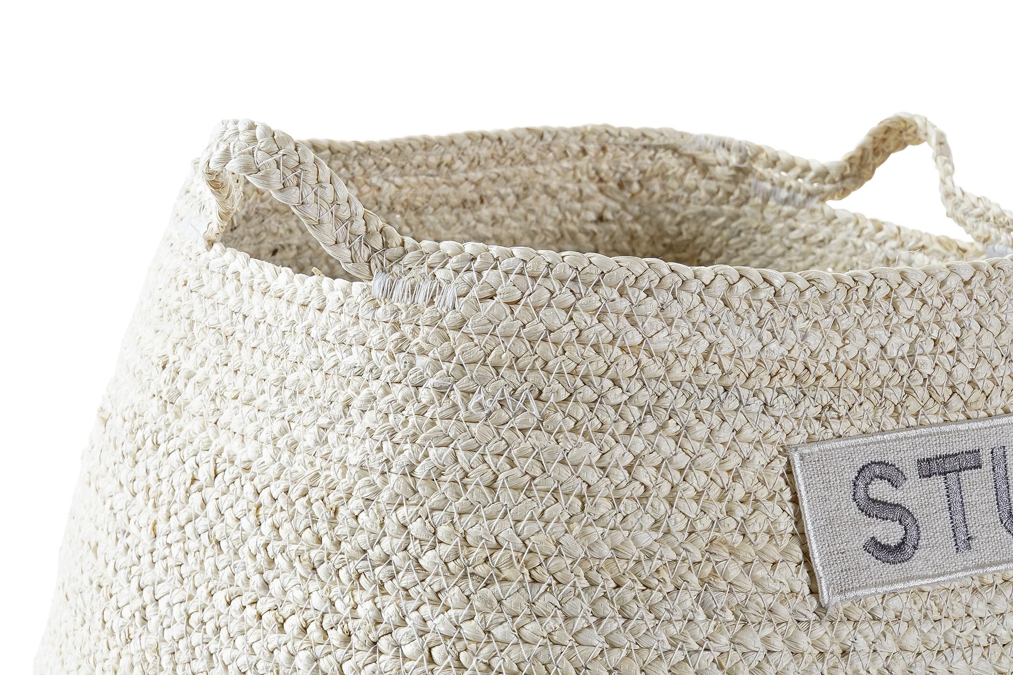Set de 2 cesta de fibra maiz natural y gris con asas