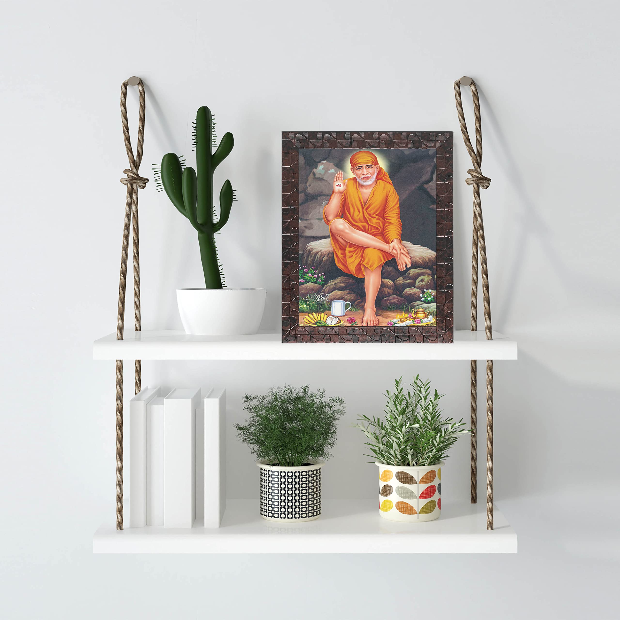 Shirdi Sai Baba Framed wall Painting with Table Top 2880TTGBNN (8 ix 6 inch) -WITH FRAME & GLASS