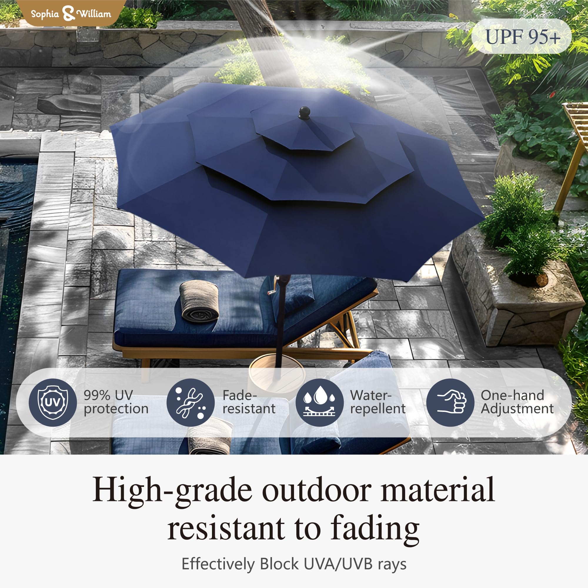 are tier patio umbrellas wind resistant Amazon.com : Sophia & William 10ft 3 Tier Auto-tilt Patio Umbrella,Wind  Resistent,Outdoor Patio Umbrellas Double Vented Umbrella with Crank for  Pool Garden Backyard, Navy : Patio, Lawn & Garden