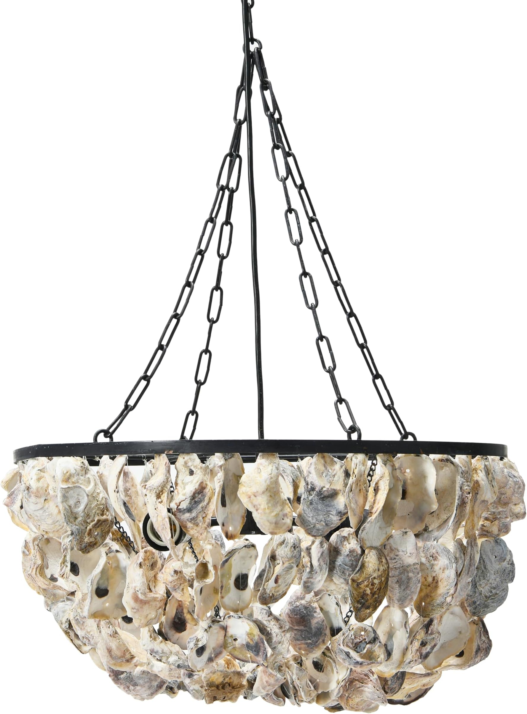 Creative Co-Op Round Oyster Shell Chandelier with 2 Lights