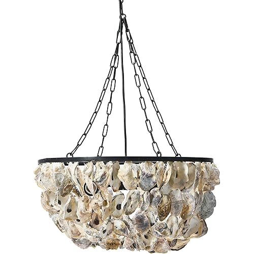 Creative Co-Op Round Oyster Shell Chandelier with 2 Lights