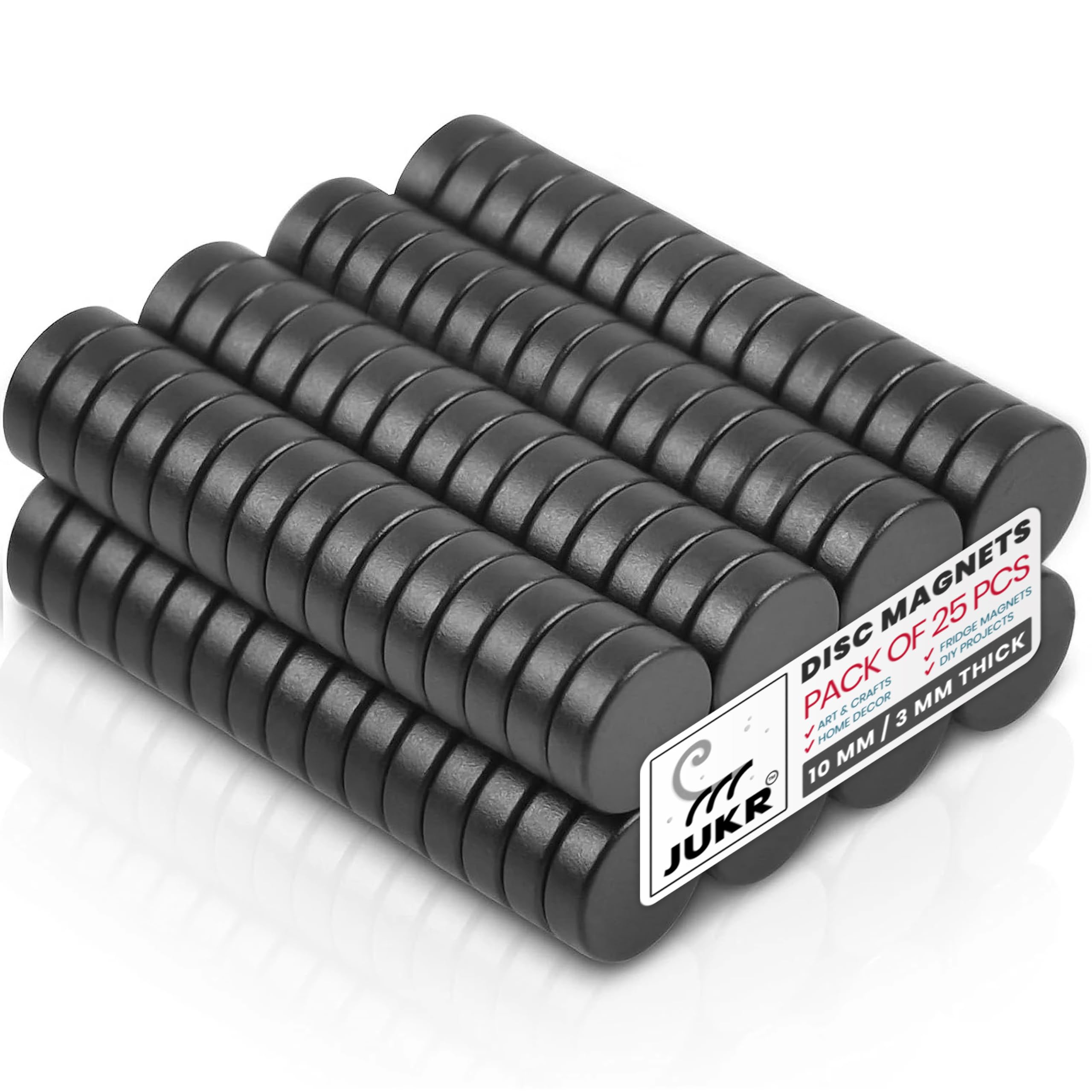 Round Disc Small Magnets Set for Boards, Art and Crafts Work, Home Improvement, Decorative Fridge Stickers & DIY School Hobby Projects, Office Boards (10 mm Diameter, 3 mm Thickness, Pack of 25)