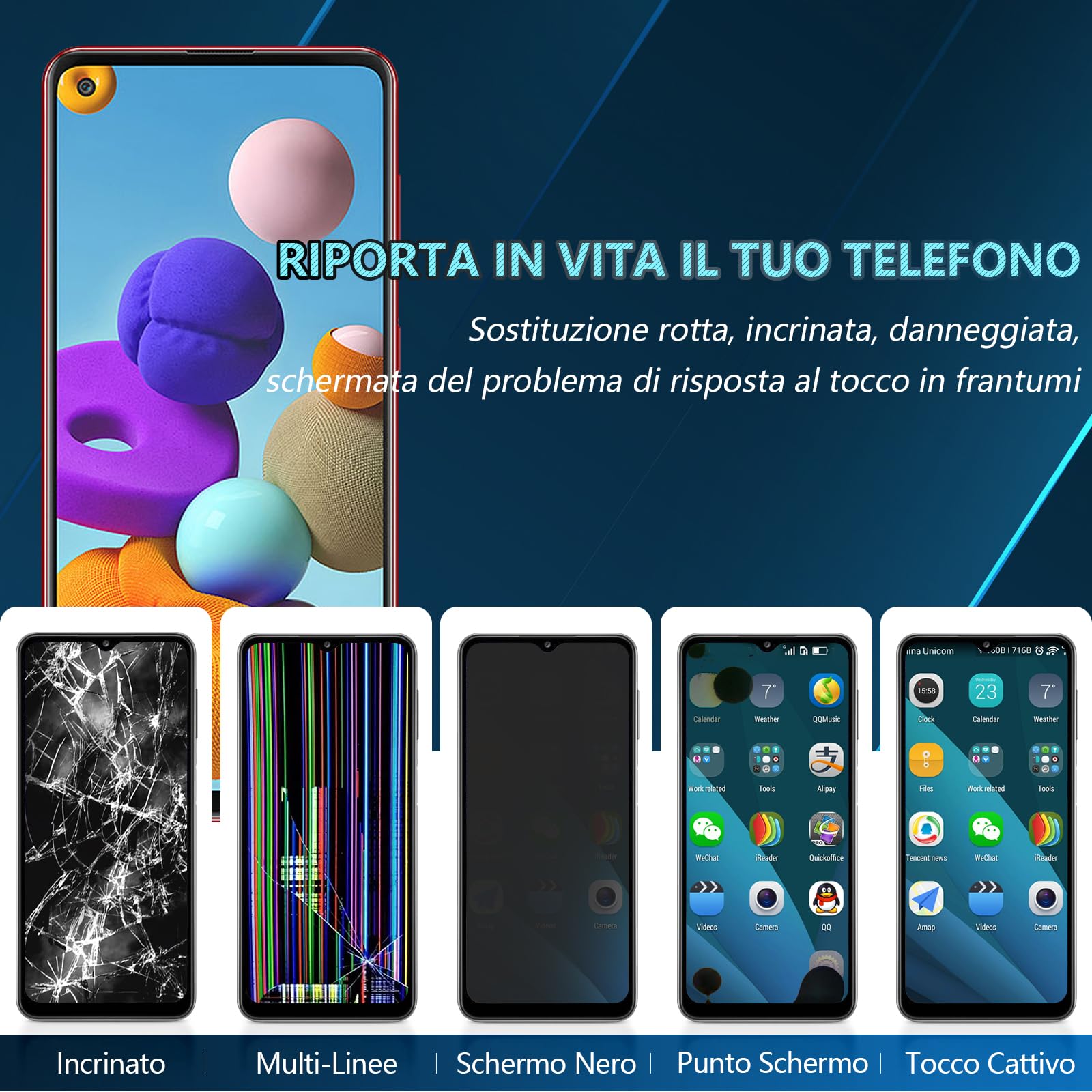 RongZy LCD Schermo per Samsung Galaxy A21s A217F di Ricambio Display Touch Screen Digitizer Parti di Riparazione per Galaxy A21s LCD Display con Strumenti(6.5",Nero con Cornice)