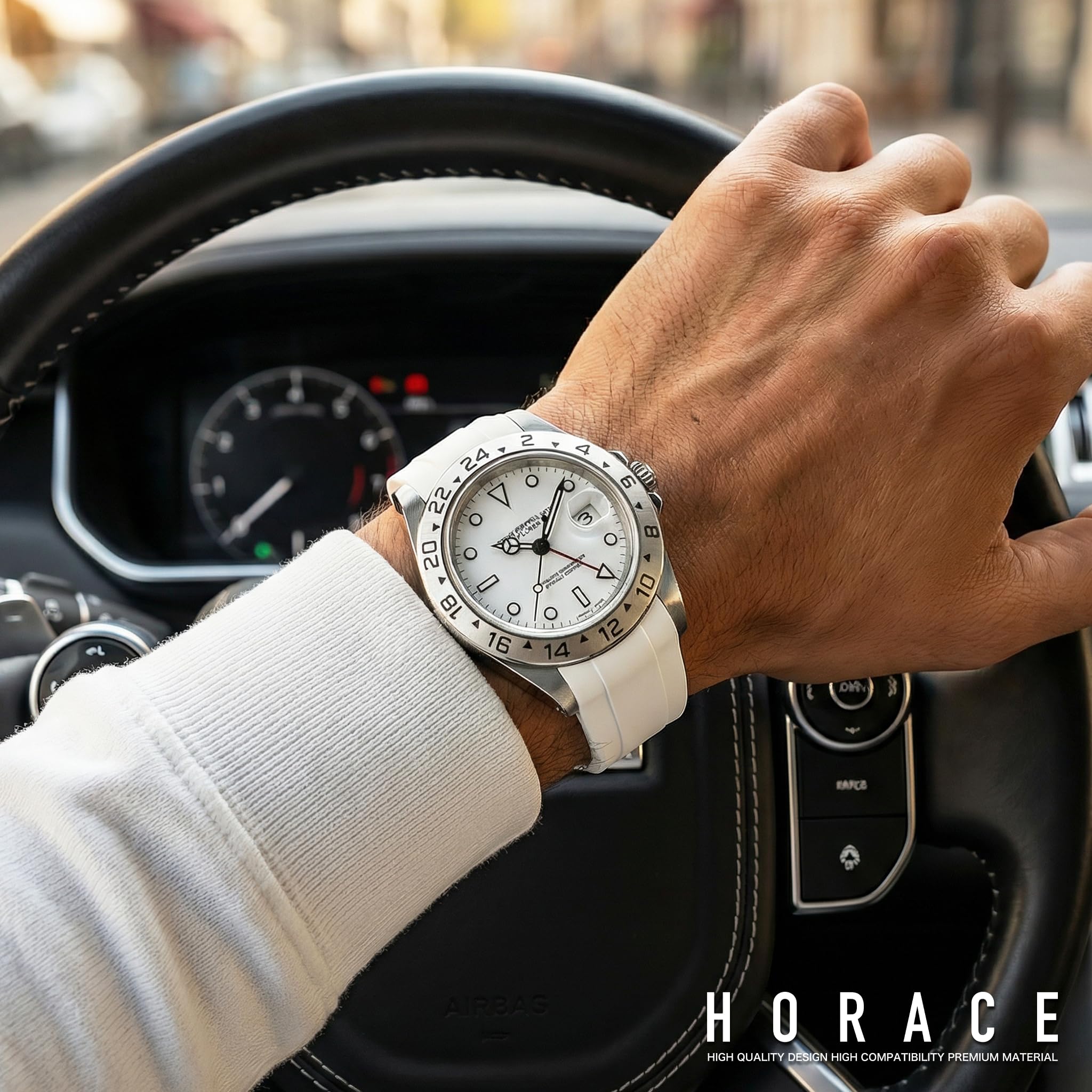 HORACE 20 mm Uhrenarmband aus Premium FKM Kautschuk – Flexibel, Wasserdicht & Langlebig – Kompatibel mit Rolex Explorer II 16570 40mm