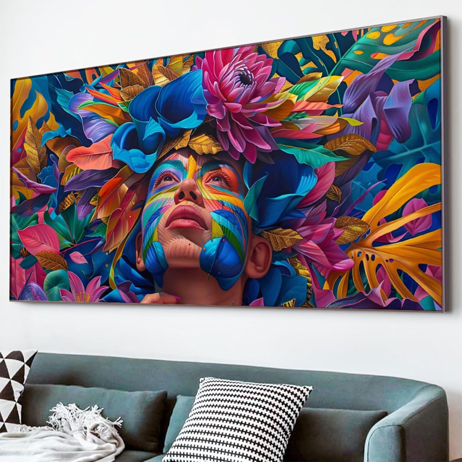 Diamond Painting Farbe Diamond Painting Erwachsene Mann Bastelset Kinder ab 6 Jahre Mosaikherstellung Kreatives Geschenke für Mädchen Anfänger, Diamant Strass Kreuzstich Zimmer Deko 60x120cm Y5-936