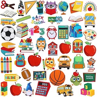 48 Pcs Back to School Iron on Patches Pencil School Bus Embroidered Sew Applique