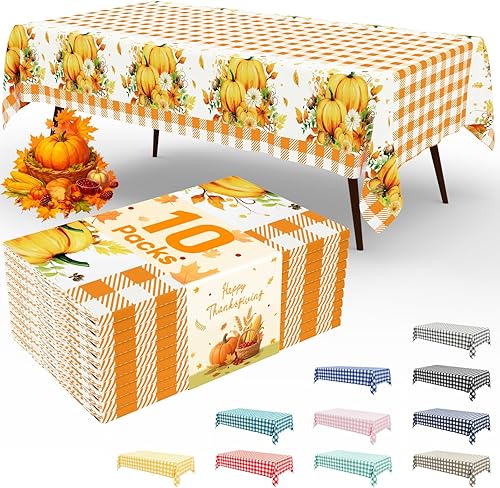 Miniatura 69 de misaya Paquete de 4 manteles desechables de búfalo, mantel de plástico impermeable de 54 x 108 pulgadas, manteles rectangulares a cuadros azules y