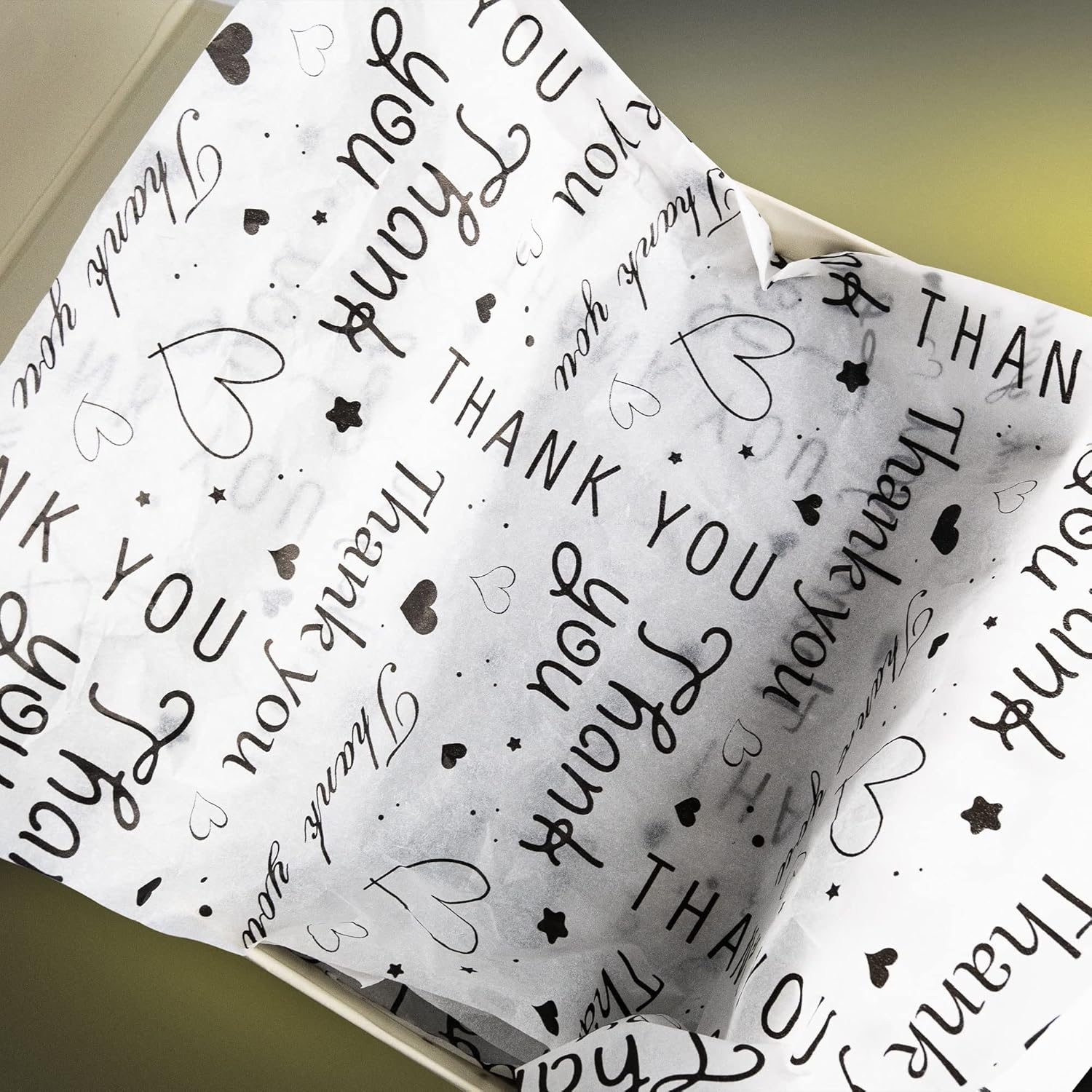 100 Sheets Thank You Tissue Paper Bulk for Small Busin,