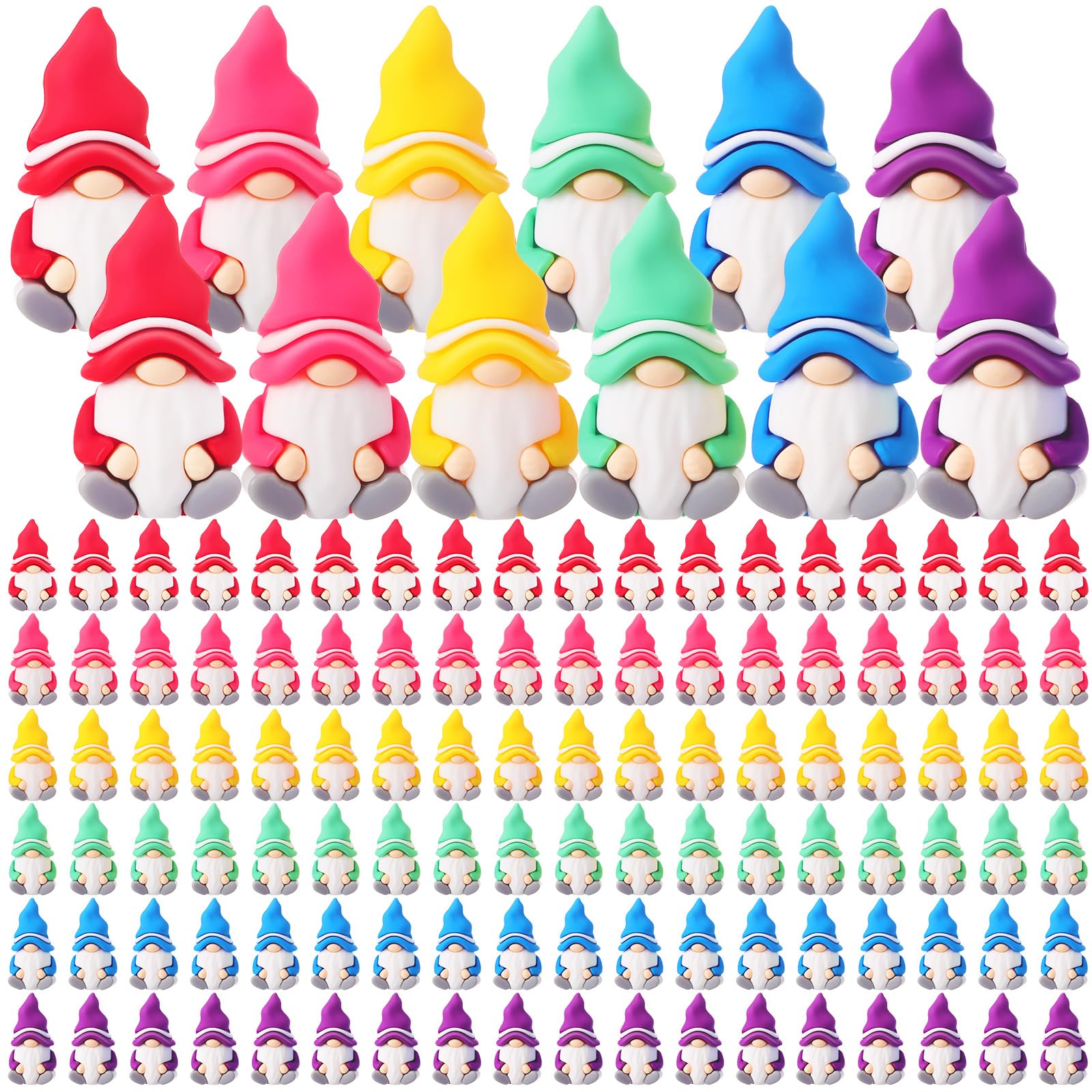 DoubleFill 60 Pcs Easter Mini Gnomes Figurines Tiny Fairy Rubber Gnomes Statue Garden Bulk for Goody Bag Easter Stuffer Gifts Party Favors Decor Dwarf