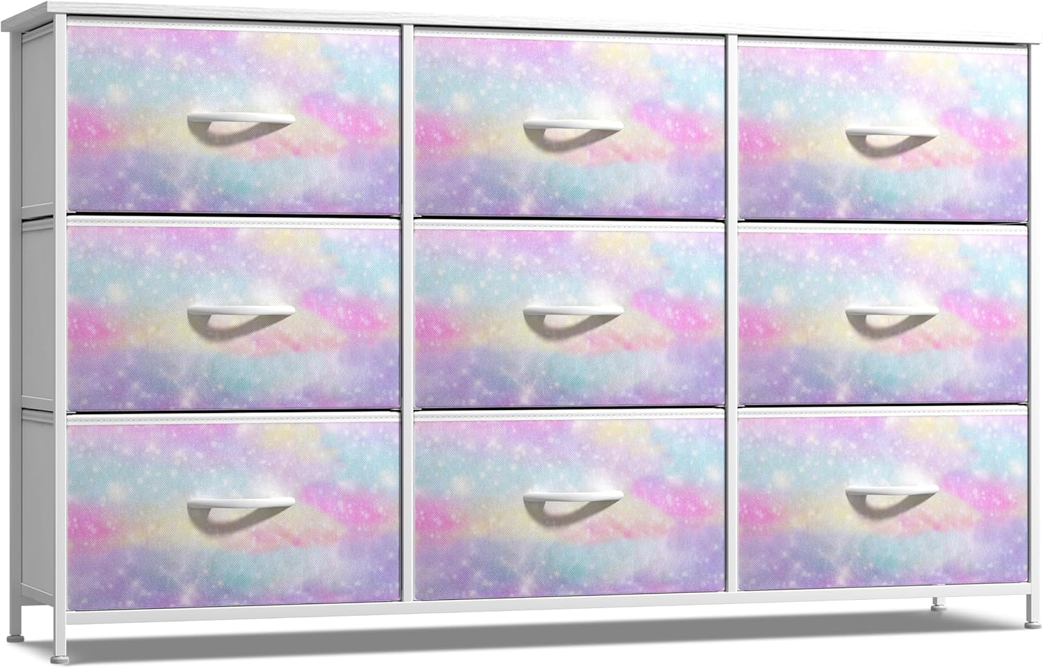 Sorbus Kids Dresser with 9 Drawers - Storage Unit Organizer Chest for Clothes - Bedroom, Kids Room, Nursery, & Closet Rainbow Sparkle