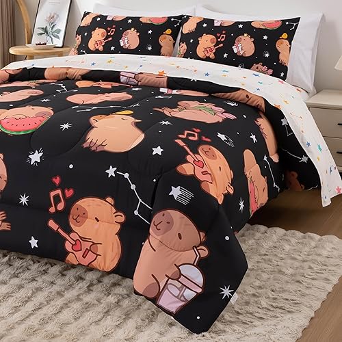 Miniatura 5 de Btargot Juego de edredón de princesa de sirena azul y morado para niños y niñas, juego de ropa de cama de 3 piezas con escamas de pez de sirena,