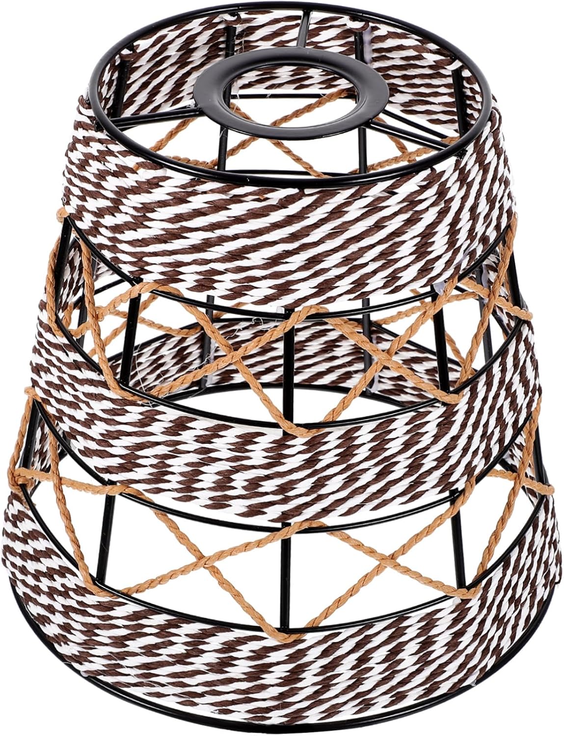 Rattan Light Shade Paper Rope Braided Lampshade for Hanging Light Bedroom Lamp Cover Vintage Style Easy Assembly