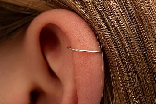 Miniatura 118 de Gold Hoop Earrings Silver Hoop Earrings - Hoop Earrings For Women Two Pcs Of Thin Gold Filled Sterling Silver Hoops, Helix Hoop, Tragus Ring