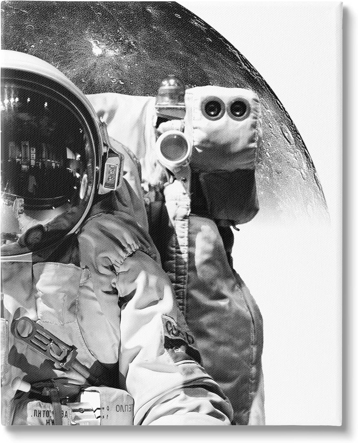 Stupell Industries Monochrome Astronaut Distant Planet Outer Space Photography Canvas Wall Art, Design by Brandon Wong