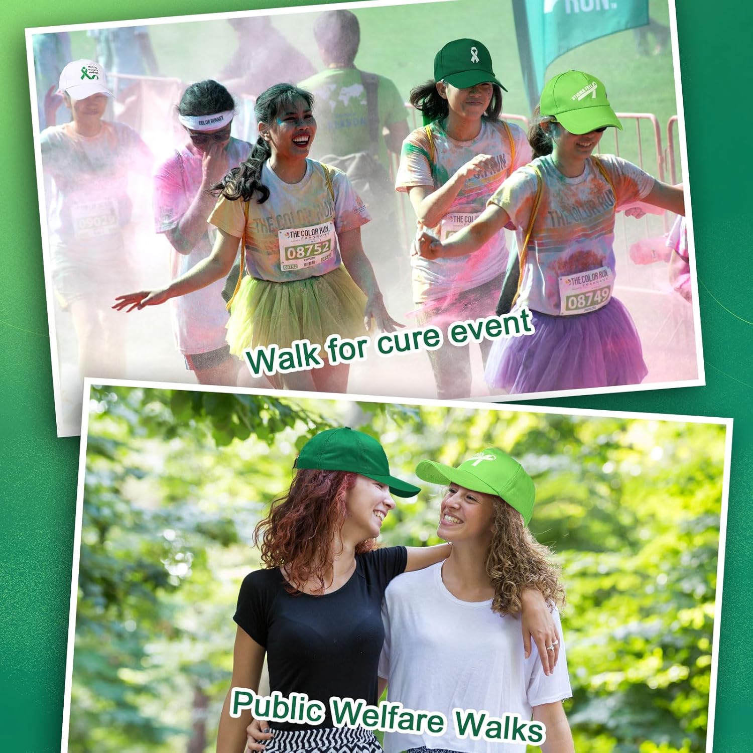 15 Pcs Mental Health Awareness Baseball Cap Green Ribbon Trucker Hats for Mental Health Lymphoma Awareness Suicide Prevention