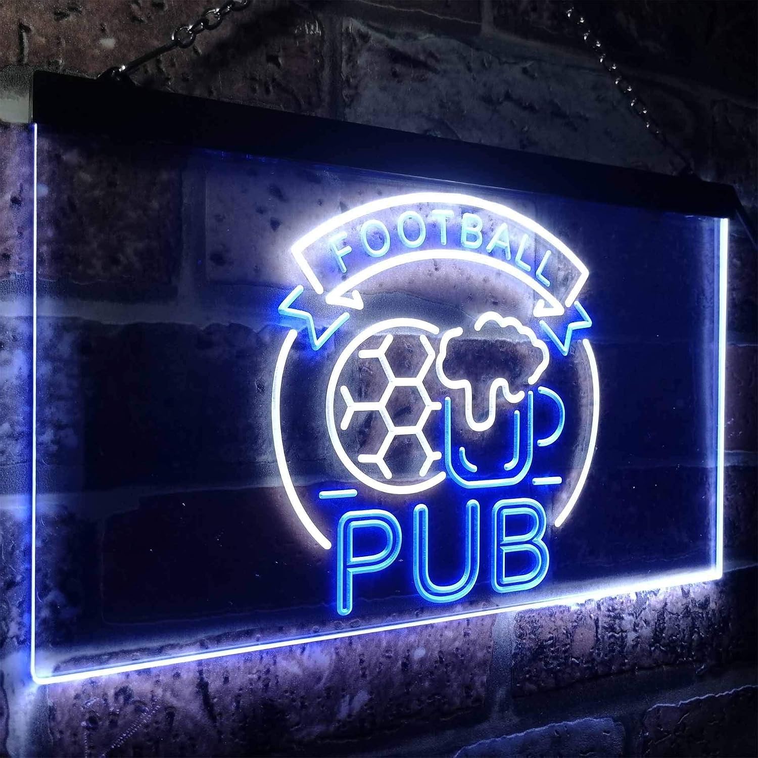 ADVPRO Football Sport Club Bar Pub Dual Color LED Neon Sign White & Blue 12" x 8.5" st6s32-i3327-wb