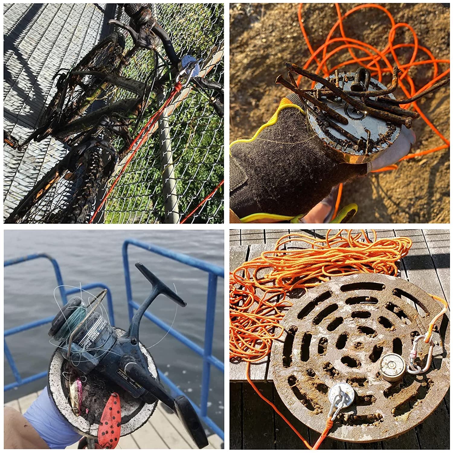 ULIBERMAG 320KG N52 - Set di magneti da pesca al neodimio con corda, guanti, per la pesca magnetica e la caccia al tesoro sott'acqua