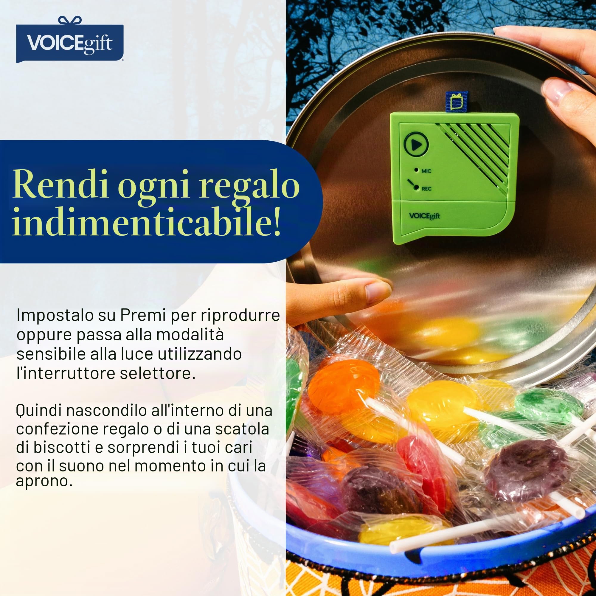 Inserto registratore vocale migliorato Voice-over per messaggi personali, dispositivo di registrazione audio di alta qualità da 60 seconds (1 confezione)