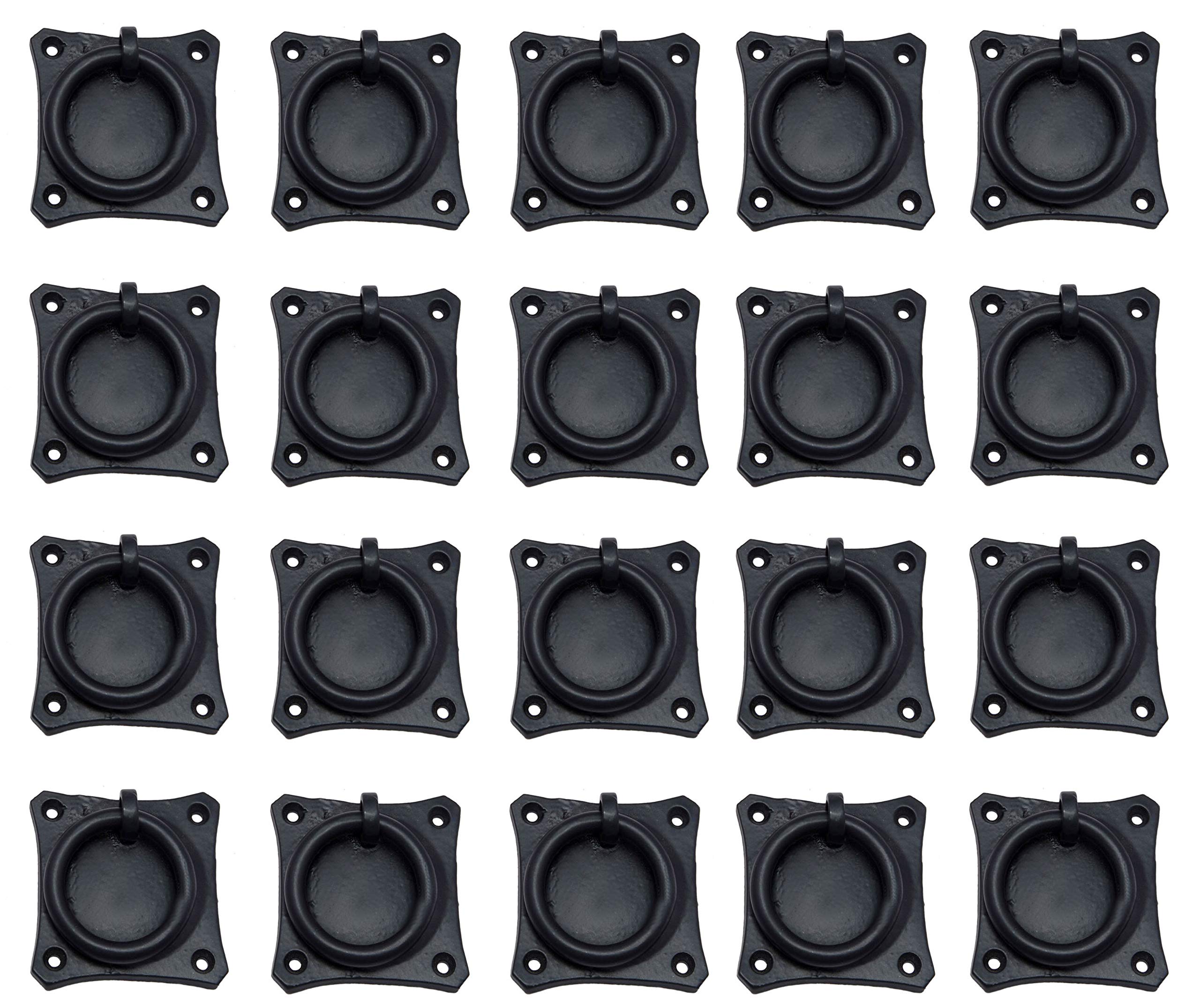 Adonai Hardware "Pethahiah Antique Cast Iron Cabinet Ring Drop Pulls (2.5" x 20 Pack, Matte Black) for Vintage Wooden Barn Doors, Gates, Closets, Furniture, Drawers, Cupboards, Wardrobes and Sheds