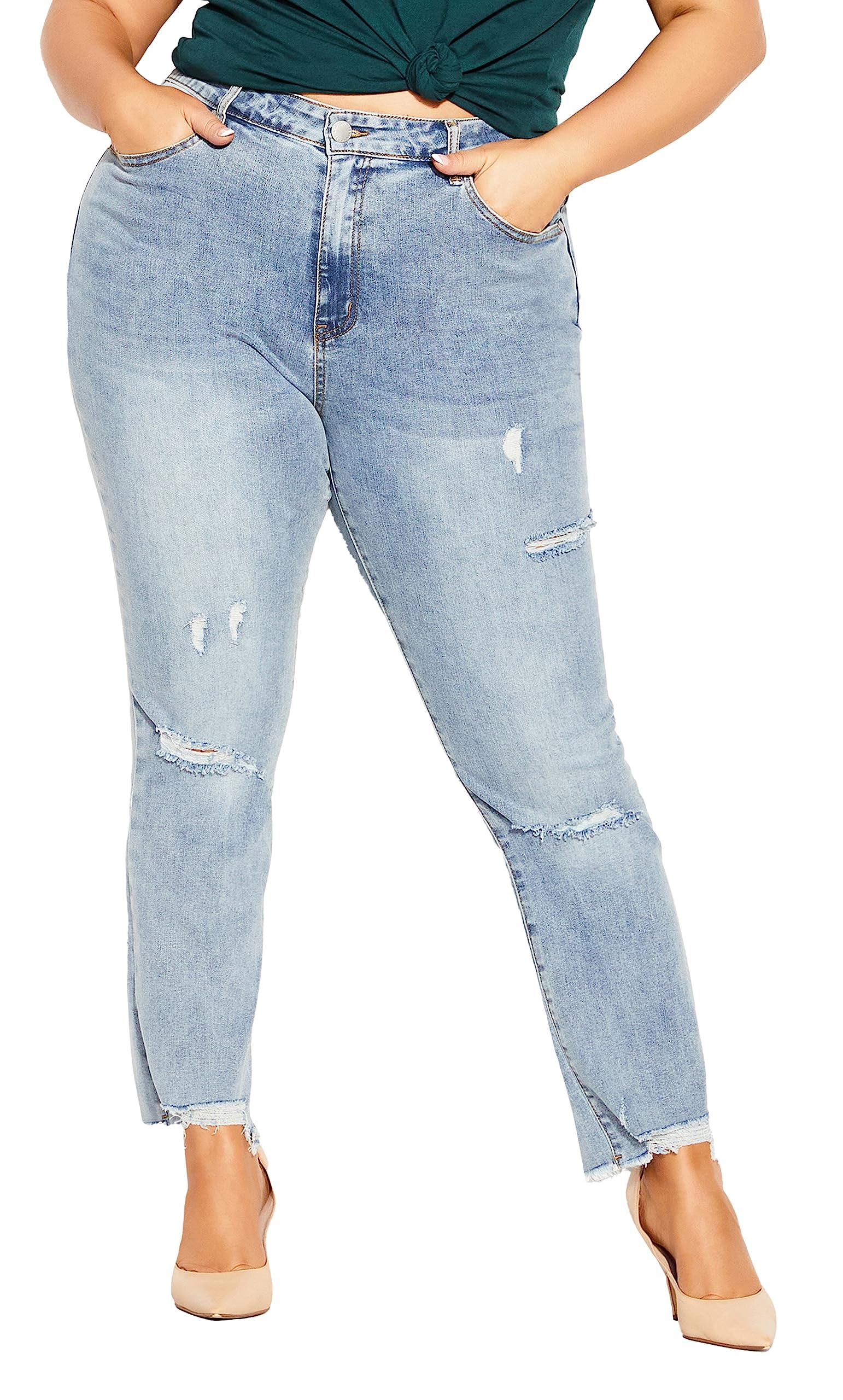 CITY CHIC Plus Size Jean H Thigh Split, in Light Denim, Size, 16