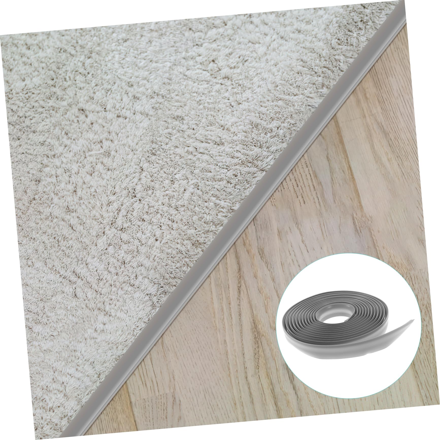 UKCOCO Tira de Transición de Alfombra a Baldosas de Pvc Flexible de 16.5 Pies, Resistente y Fácil de Instalar para Bordes de Alfombras y Umbrales de Menos de 5 Mm