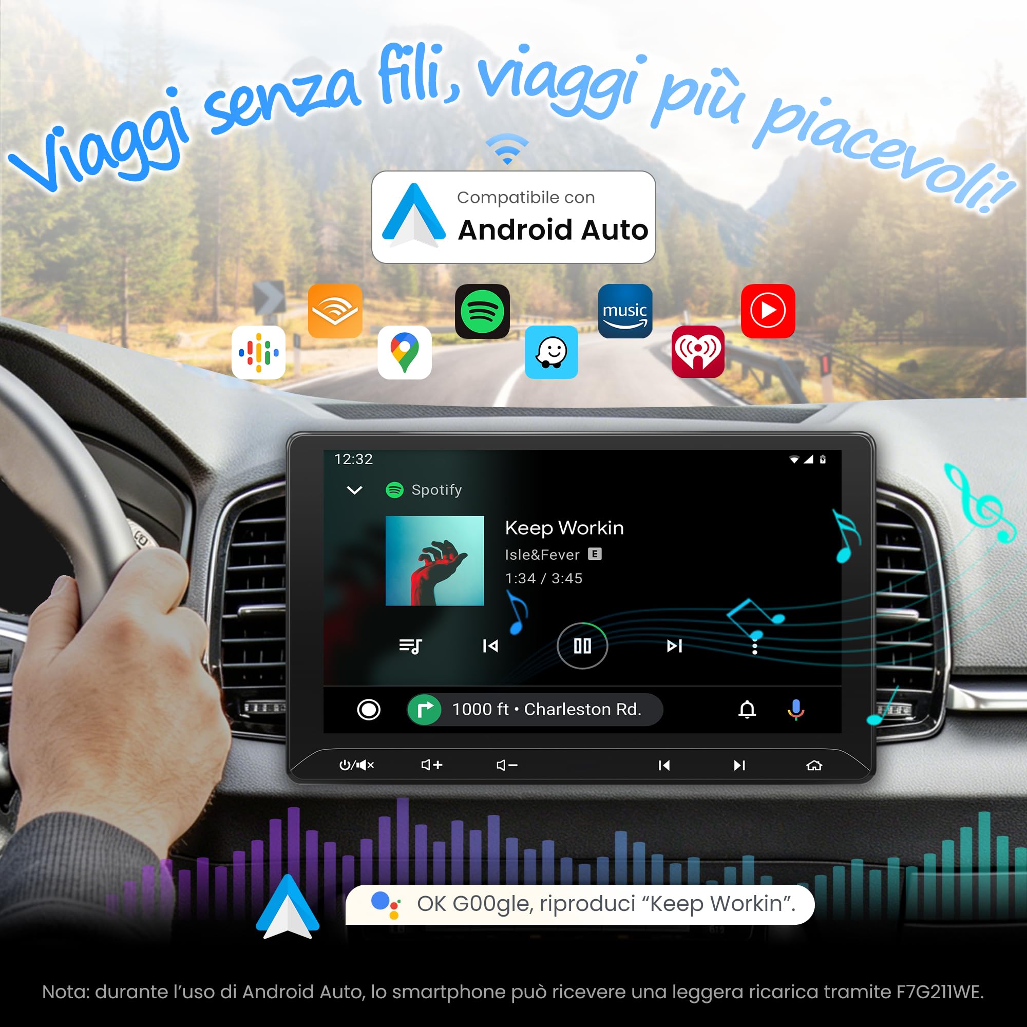 ATOTO F7 WE 10.1 Pollici Autoradio 2 DIN, CarPlay e Android Auto Senza fili | Schermo QLED Touchscreen, Doppio Mic, 4x29W RMS, 4V RCA, EQ 12 Bande, SWC, Split-Screen, Controllo al Volante, AUX/FM/AM