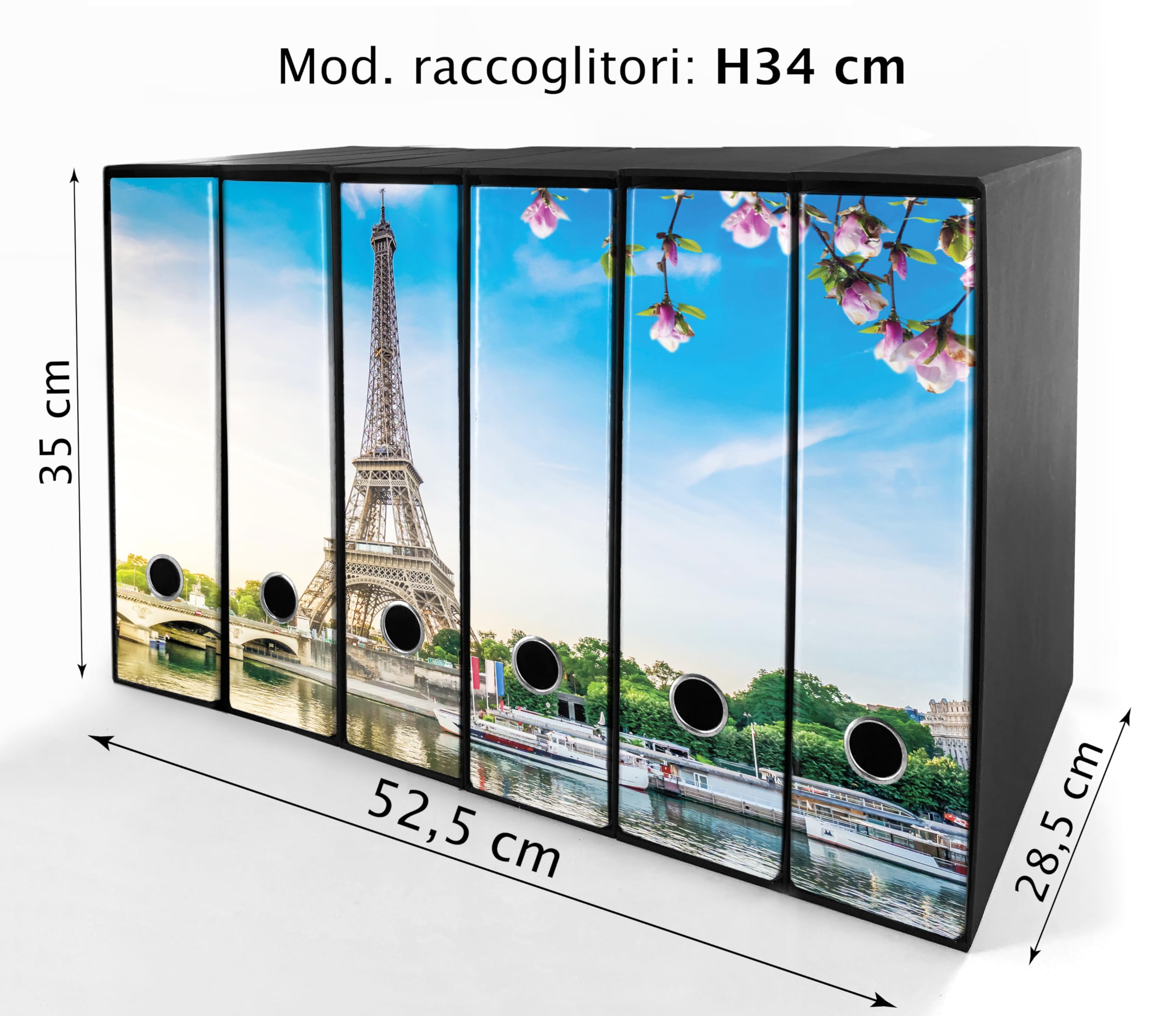 Set da 6 raccoglitori ad anelli PARIGI - Faldoni SHAREPRINTING (H34 con 2 anelli)