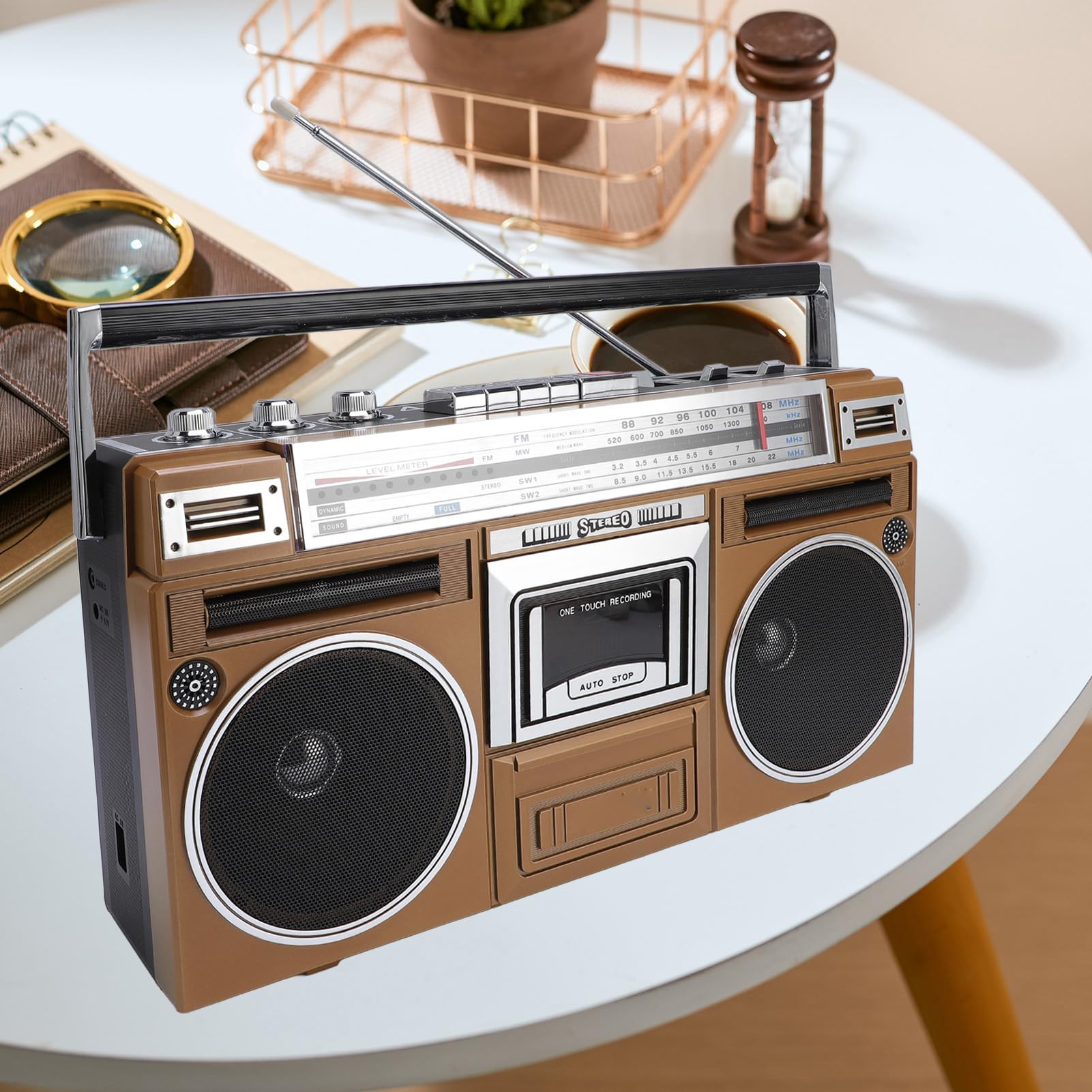 Bluetooth Cassette Player z 4 -zespołowym Radiem - Zabytkowe talię Taśmy z Odtwarzaniem USB/SD, Przenośne Przenośne Odtwarzacze w Stylu Retro, dla (wtyczka UE)