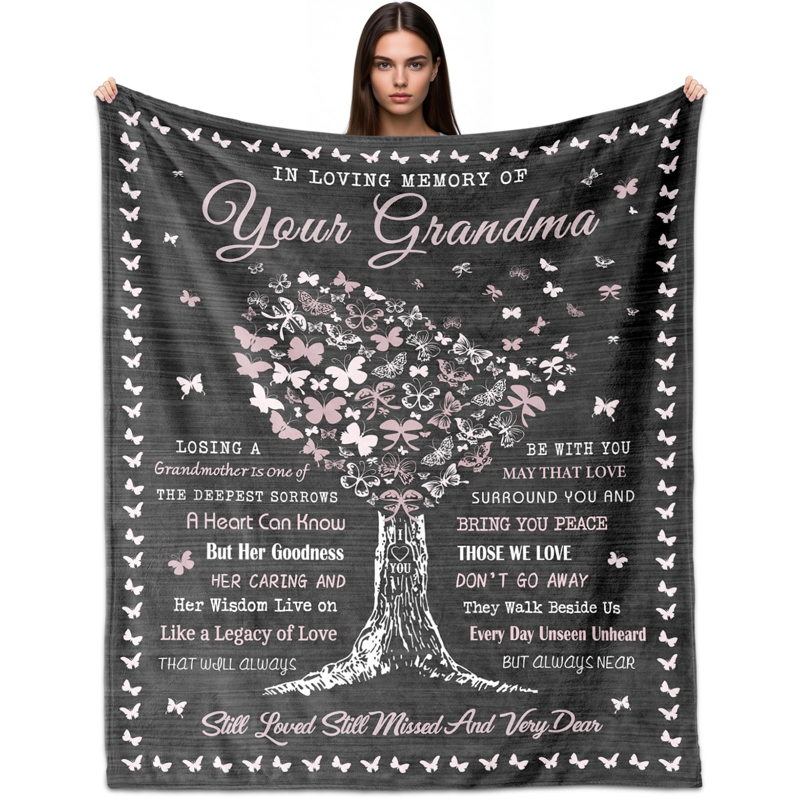 Tjovuzn Memorial Gifts for Loss of Grandma, Bereavement Gifts Blanket 60"x50", Loss of Grandma Sympathy Gifts, Memorial Gift, Condolences Gift, in