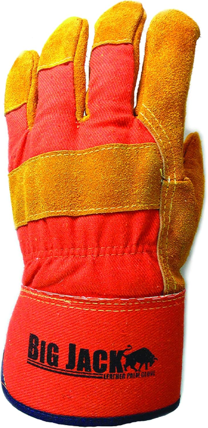 BGBY4GDL Premium Grade AB, Safety Winter Insulatated Split Cowhide Leather Palm Work Gloves, Safety Cuff, For Cold Weather, Yellow/RED (Extra Large, 12 Pairs)