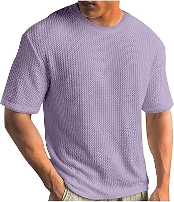 Kint Shirt for Men Fashion Summer Crewneck Tshirt Casual Solid Short Sleeve Top Relaxed Fit Athletic Workout Tee Tops