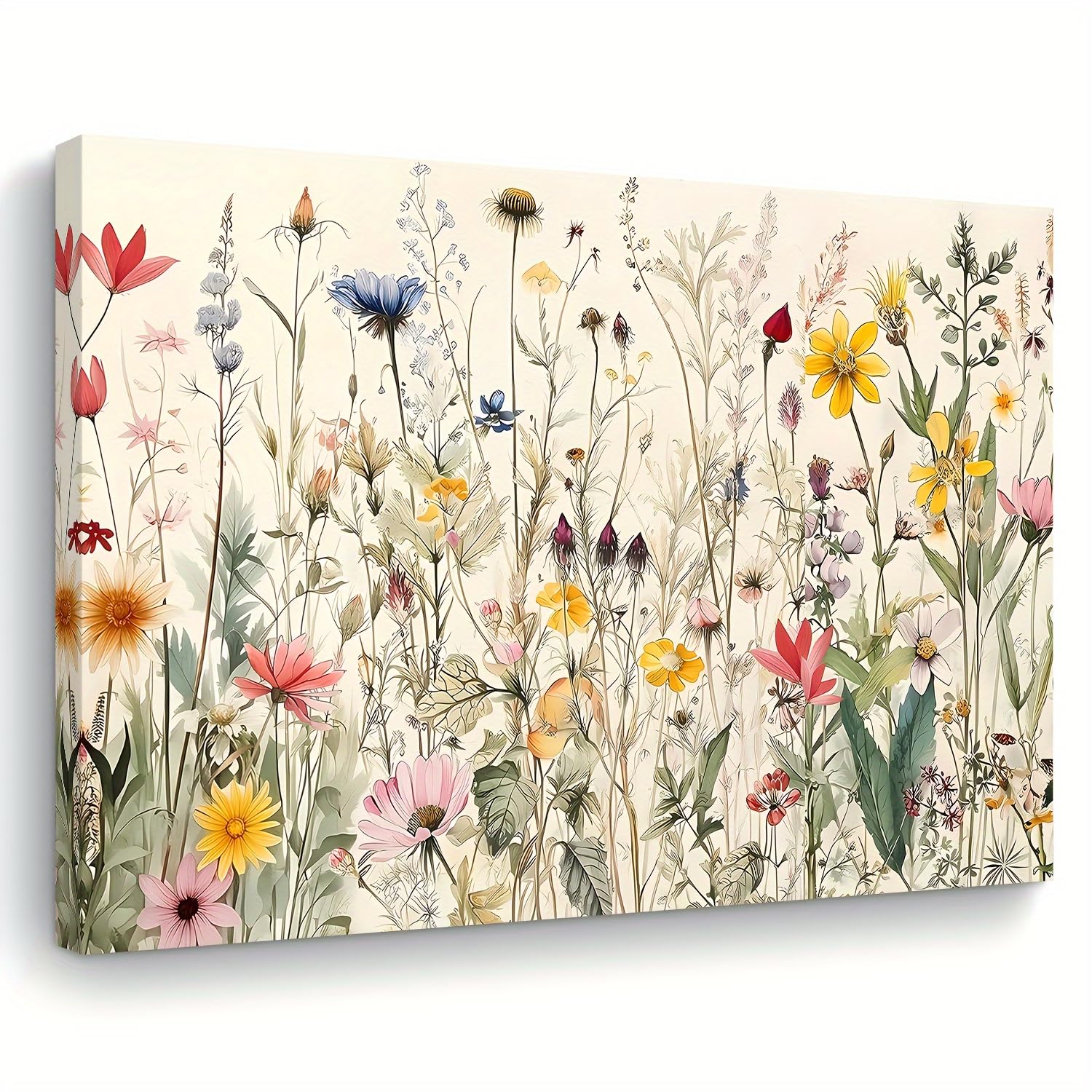 LSYALUCK Charming Wildflower Canvas Wall Art, Vibrant Floral Design for Living Room, Bedroom, Kitchen & Office Decor artwork(80x130cm(32x51in)/InnerFrame)