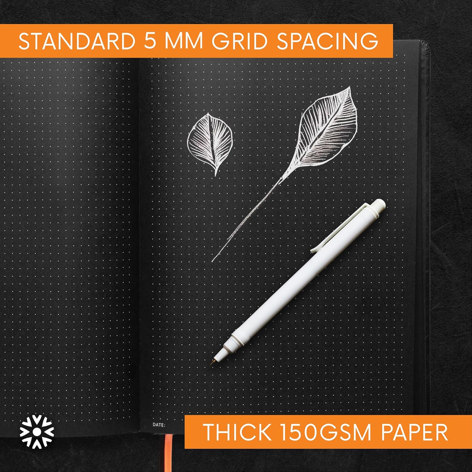 Notsu Pitch Black Paper Notebook B5 Dotted Journal | Minimalist Bullet Dot Grids with 160 Black Pages of Premium Thick 150gsm Paper, Vegan Leather Hardcovers (Pack of 2)