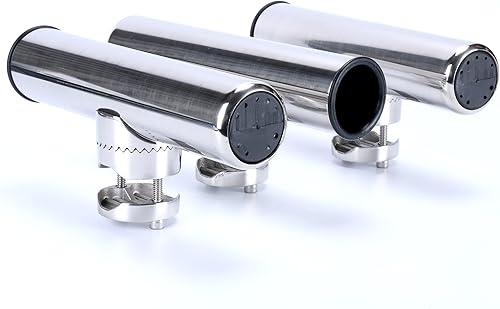 Miniatura 2 de Amarine Made Boat 4pcs Fishing Rod Holder, Stainless Rail Mount Clamp on Rod Holder, Adjustable Fishing Pole Holder for Rails 7/8" to 1"