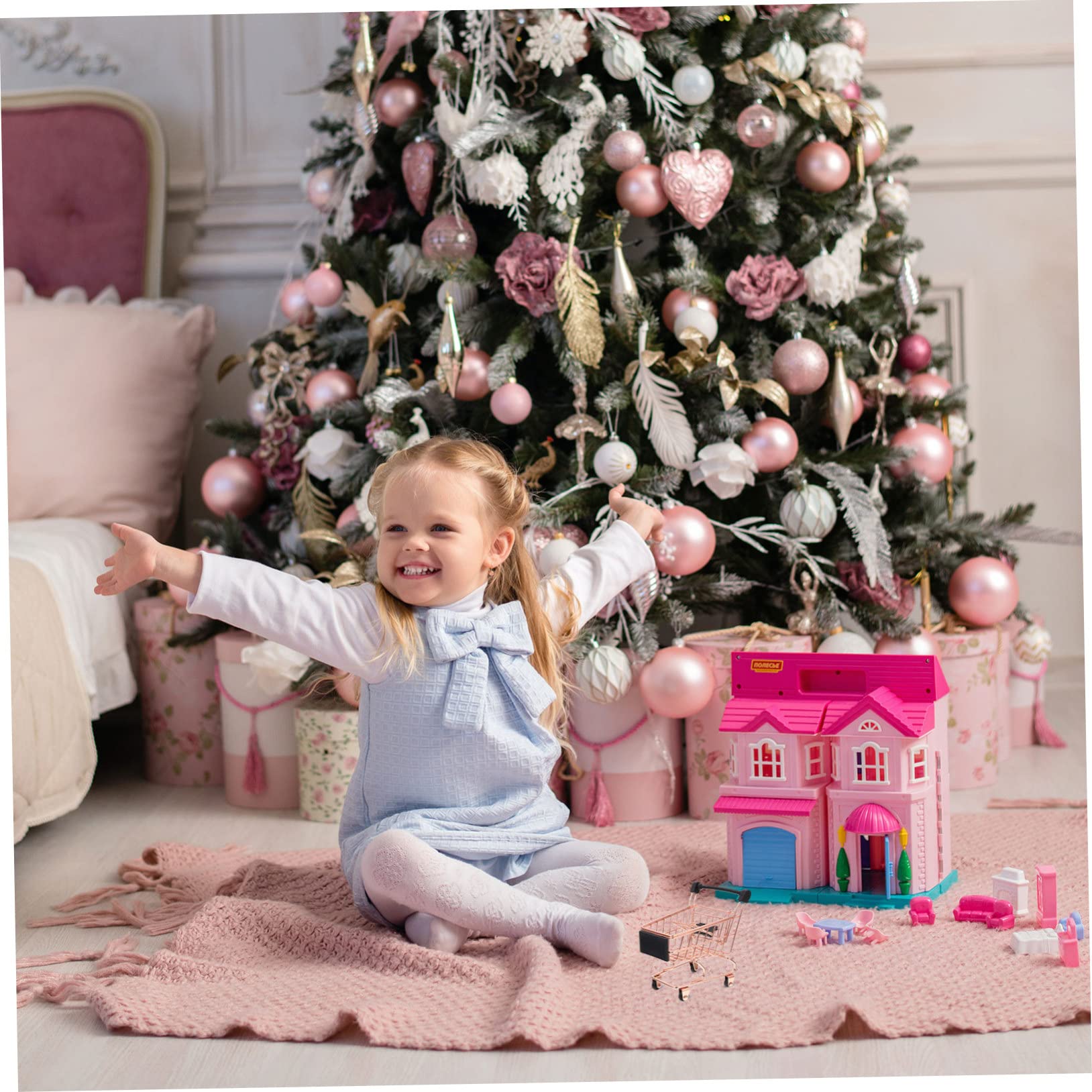 HONMEET Mini Shopping Cart for Iron Simulation Trolley Design for Playtime Desktop Decor Enhances Imagination Hands Skills