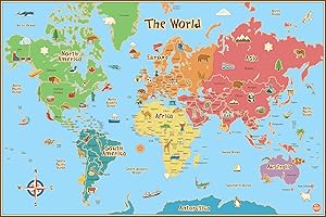 WallPops WPE0624: Kids' World Dry-Erase Map Decal