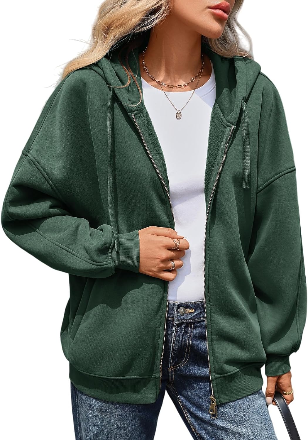 Oversized Zip Up Hoodies for Women Acid Wash Sweatshirts Fall Winter Y2k Clothes Jackets Vintage Streetwear