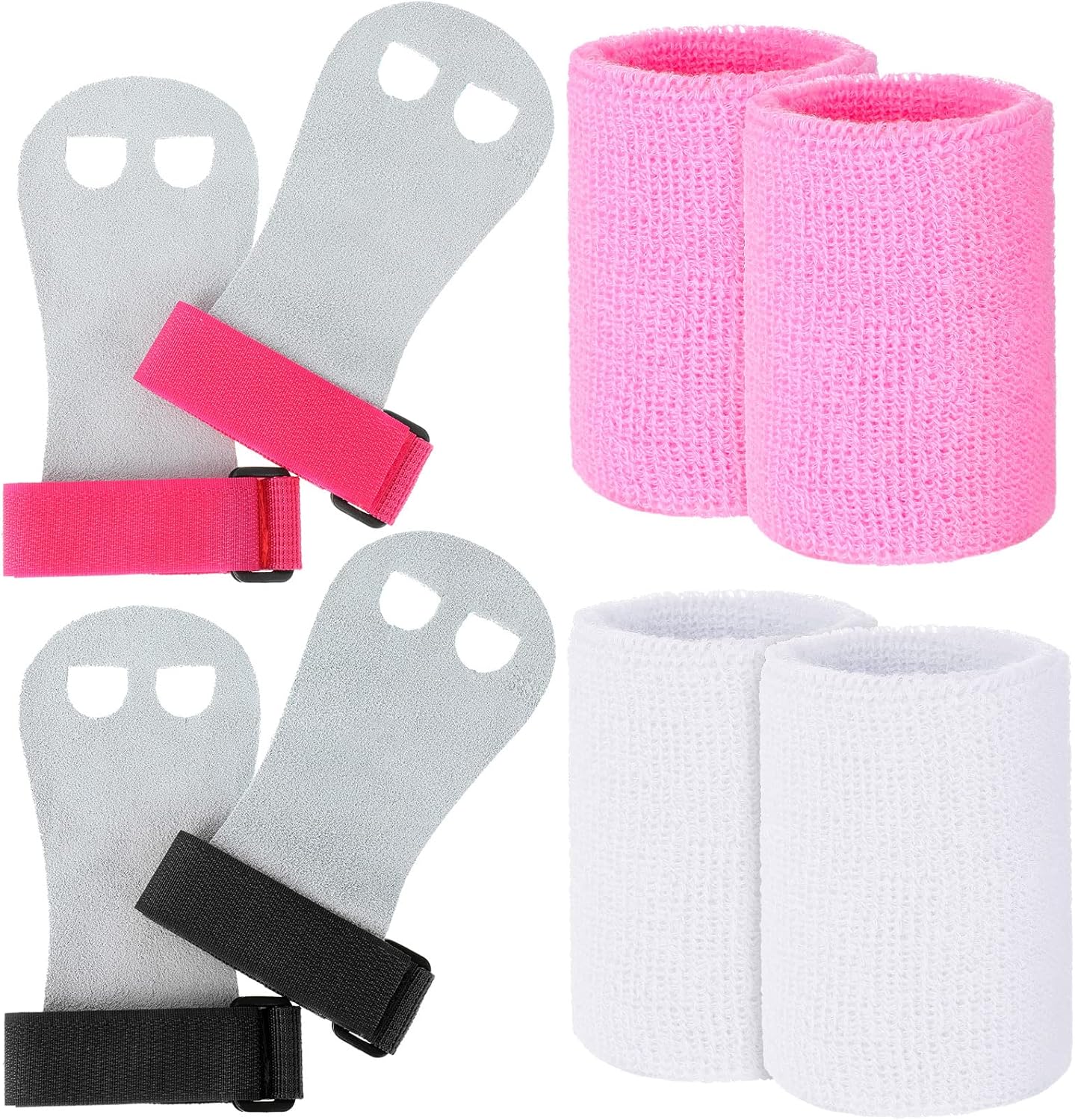 2 Gymnastics Grips Wristbands Sets for Kids Youth, Palm Protection and