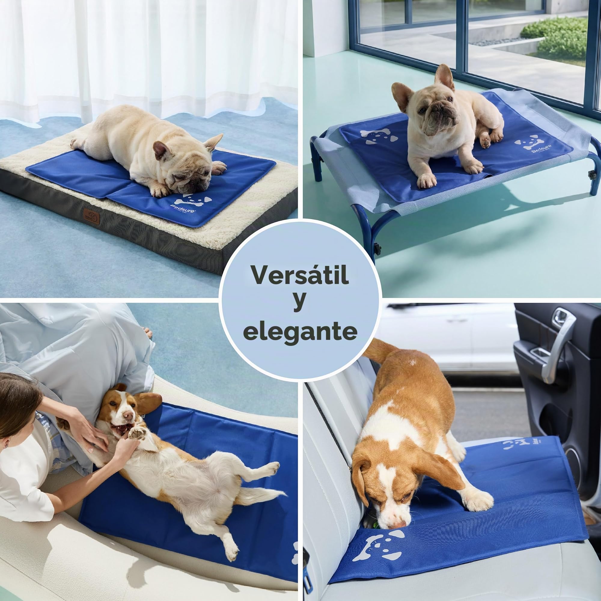 BEDSURE Alfombrilla de refrigeración para perros extragrande – 120 x 75 cm – Alfombrilla de gel autorefrigerante con tela Oxford 300D resistente a los arañazos – Esterilla de refrigeración plegable