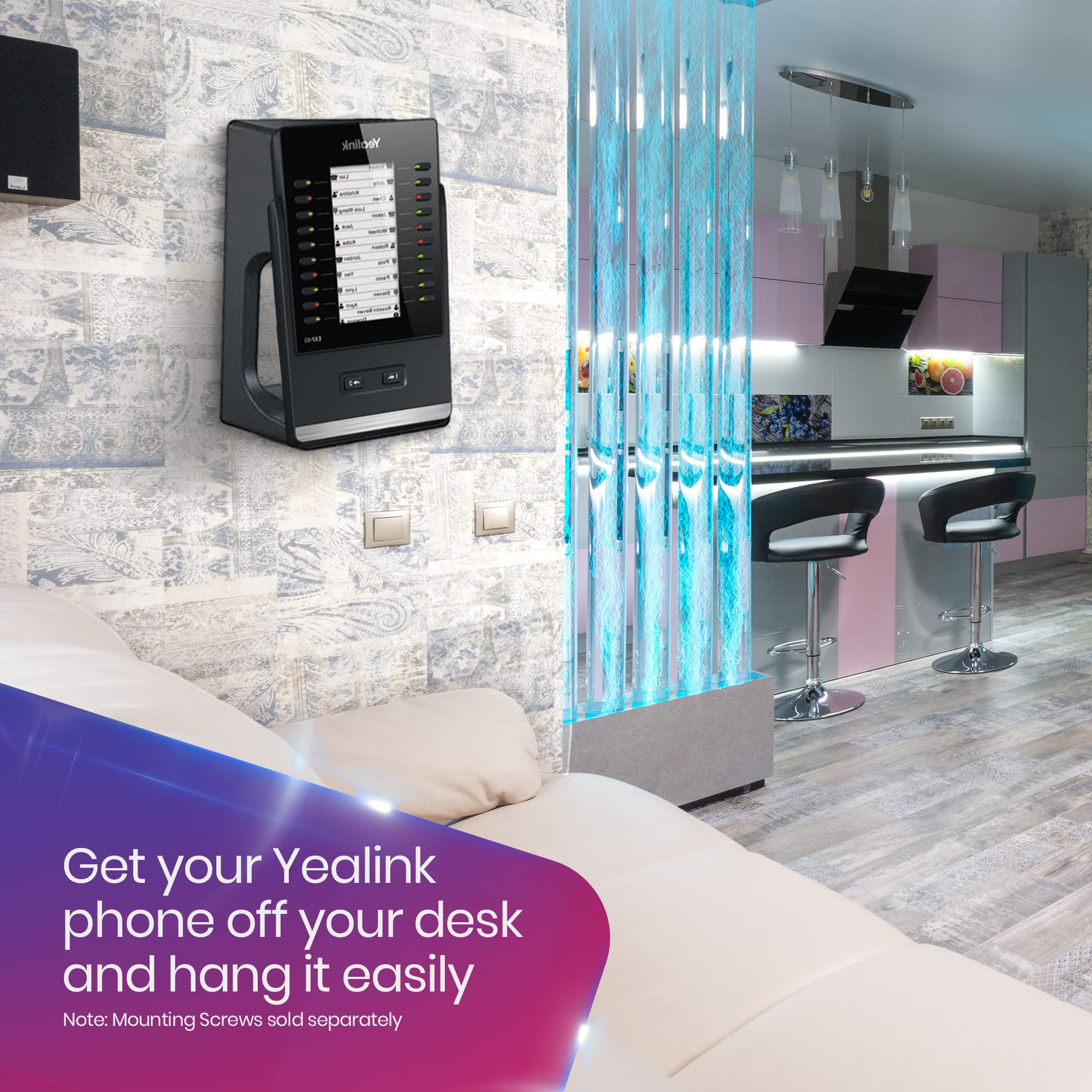 Yealink - Soporte de Pared para teléfonos SIP, IP, Escritorio con paño de Microfibra #Yea-WM-B